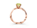 Rose gold Fancy Yellow Cushion Cut Diamond Engagement Ring with Side Stone Accents and Four-Prong Setting_75