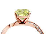 Rose gold Fancy Yellow Cushion Cut Diamond Engagement Ring with Side Stone Accents and Four-Prong Setting_76