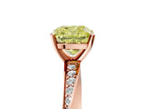 Rose gold Fancy Yellow Cushion Cut Diamond Engagement Ring with Side Stone Accents and Four-Prong Setting_77