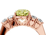 Rose gold Fancy Yellow Cushion  Cut Diamond Five-Stone Prong Set White Gold Ring_36