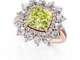 Rose gold Fancy Yellow Cushion Cut Diamond Floral Double Halo Engagement Ring with Prong Setting_26
