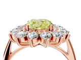 Rose gold Fancy Yellow Cushion Cut Diamond Floral Double Halo Engagement Ring with Prong Setting_29