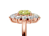 Rose gold Fancy Yellow Cushion Cut Diamond Floral Double Halo Engagement Ring with Prong Setting_30