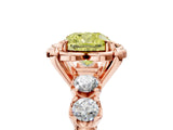 Rose gold Fancy Yellow Cushion  Cut Diamond Floral Halo Engagement Ring with Shared Prong Setting 5
