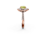 Rose gold Fancy Yellow Cushion  Cut Diamond Floral Halo Pave Band with Prong Setting_39