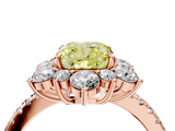 Rose gold Fancy Yellow Cushion  Cut Diamond Floral Halo Pave Band with Prong Setting_41