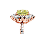 Rose gold Fancy Yellow Cushion  Cut Diamond Floral Halo Pave Band with Prong Setting_42