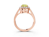 Rose gold Fancy Yellow Cushion Cut Diamond Floral Halo Ring with Pavé Band and Prong Setting_6