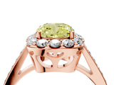 Rose gold Fancy Yellow Cushion Cut Diamond Floral Halo Ring with Pavé Band and Prong Setting_7