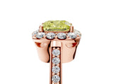 Rose gold Fancy Yellow Cushion Cut Diamond Floral Halo Ring with Pavé Band and Prong Setting_8