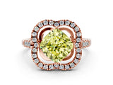 Rose gold Fancy Yellow Cushion Cut Diamond Floral Halo Split Shank Prong Setting Ring