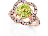 Rose gold Fancy Yellow Cushion Cut Diamond Floral Halo Split Shank Prong Setting Ring_1