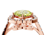 Rose gold Fancy Yellow Cushion Cut Diamond Floral Halo Split Shank Prong Setting Ring_4