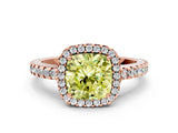 Rose gold Fancy Yellow Cushion Cut Diamond Halo Engagement Ring with Pavé Band and Prong Setting_27