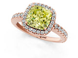 Rose gold Fancy Yellow Cushion Cut Diamond Halo Engagement Ring with Pavé Band and Prong Setting_28