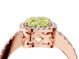 Rose gold Fancy Yellow Cushion Cut Diamond Halo Engagement Ring with Pavé Band and Prong Setting_31