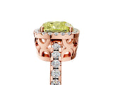 Rose gold Fancy Yellow Cushion Cut Diamond Halo Engagement Ring with Pavé Band and Prong Setting_32