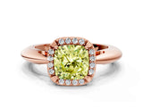 Rose gold Fancy Yellow Cushion  Cut Diamond Halo Engagement Ring with Split Shank and Four-Prong Setting_104