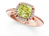 Rose gold Fancy Yellow Cushion  Cut Diamond Halo Engagement Ring with Split Shank and Four-Prong Setting_105