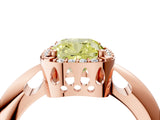 Rose gold Fancy Yellow Cushion  Cut Diamond Halo Engagement Ring with Split Shank and Four-Prong Setting_108