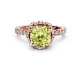 Rose gold Fancy Yellow Cushion Cut Diamond Halo Pave Band with Four-Prong Setting_3