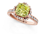 Rose gold Fancy Yellow Cushion Cut Diamond Halo Pave Band with Four-Prong Setting_4