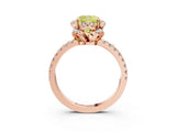 Rose gold Fancy Yellow Cushion Cut Diamond Halo Pave Band with Four-Prong Setting_6