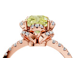Rose gold Fancy Yellow Cushion Cut Diamond Halo Pave Band with Four-Prong Setting_7