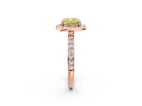 Rose gold Fancy Yellow Cushion Cut Diamond Halo Ring with Bezel Frame and Pavé Band_2