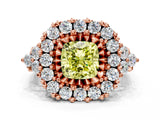 Rose gold Fancy Yellow Cushion Cut Diamond Halo Ring with Pavé Band and Four-Prong Setting_40
