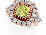Rose gold Fancy Yellow Cushion Cut Diamond Halo Ring with Pavé Band and Four-Prong Setting_41