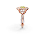 Rose gold Fancy Yellow Cushion Cut Diamond Halo Ring with Pavé Band and Four-Prong Setting_42