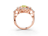 Rose gold Fancy Yellow Cushion Cut Diamond Halo Ring with Pavé Band and Four-Prong Setting_43