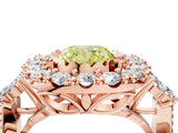 Rose gold Fancy Yellow Cushion Cut Diamond Halo Ring with Pavé Band and Four-Prong Setting_44