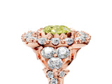 Rose gold Fancy Yellow Cushion Cut Diamond Halo Ring with Pavé Band and Four-Prong Setting_45