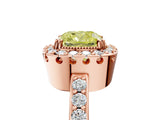 Rose gold Fancy Yellow Cushion Cut Diamond Halo Ring with Pavé Band and Prong Setting_5