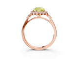 Rose gold Fancy Yellow Cushion Cut Diamond Halo Ring with Pear Side Stones and Prong Setting_65