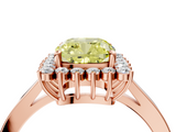 Rose gold Fancy Yellow Cushion  Cut Diamond Halo Ring with Round Brilliant Halo and Solitaire Band_81