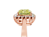Rose gold Fancy Yellow Cushion  Cut Diamond Halo Ring with Round Brilliant Halo and Solitaire Band_82