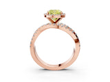 Rose gold Fancy Yellow Cushion Cut Diamond Halo Ring with Round Split Shank and Prong Setting_39