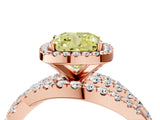 Rose gold Fancy Yellow Cushion Cut Diamond Halo Ring with Round Split Shank and Prong Setting_40