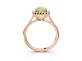 Rose gold Fancy Yellow Cushion  Cut Diamond Halo Ring with Solitaire Band and Prong Setting_56