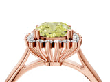 Rose gold Fancy Yellow Cushion  Cut Diamond Halo Ring with Solitaire Band and Prong Setting_57