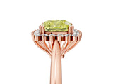 Rose gold Fancy Yellow Cushion  Cut Diamond Halo Ring with Solitaire Band and Prong Setting_58