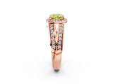 Rose gold Fancy Yellow Cushion Cut Diamond Halo Ring with Split Shank Pavé Band and Four-Prong Setting_2