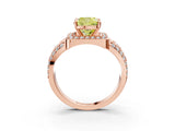 Rose gold Fancy Yellow Cushion Cut Diamond Halo Ring with Split Shank and Bezel Accents and Four-Prong Setting_3