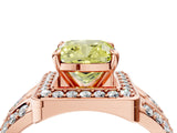 Rose gold Fancy Yellow Cushion Cut Diamond Halo Ring with Split Shank and Bezel Accents and Four-Prong Setting_4
