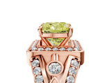 Rose gold Fancy Yellow Cushion Cut Diamond Halo Ring with Split Shank and Bezel Accents and Four-Prong Setting_5