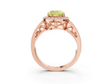 Rose gold Fancy Yellow Cushion Cut Diamond Halo Ring with Split Shank and Bezel Accents and Prong Setting_3