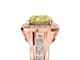 Rose gold Fancy Yellow Cushion Cut Diamond Halo Ring with Split Shank and Bezel Accents and Prong Setting_5